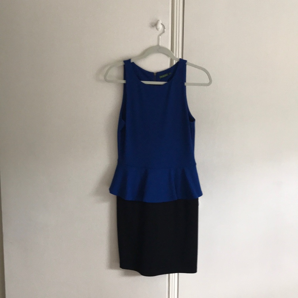 TL the letter blue and black peplum dress